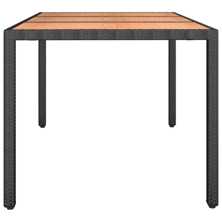 Tuintafel met houten blad poly ratten en acaciahout zwart MeubelReus