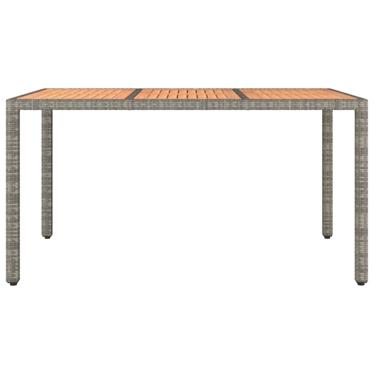Tuintafel met houten blad poly ratten en acaciahout grijs MeubelReus