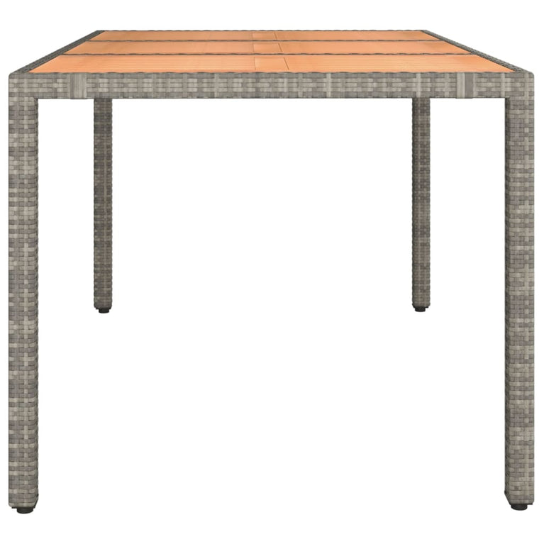 Tuintafel met houten blad poly ratten en acaciahout grijs MeubelReus