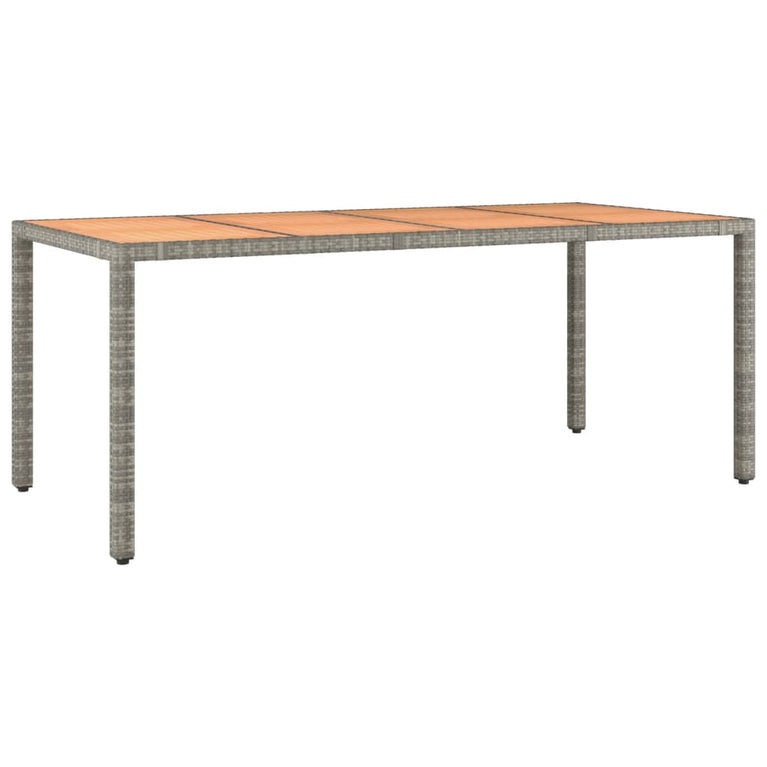 Tuintafel met houten blad poly ratten en acaciahout grijs MeubelReus