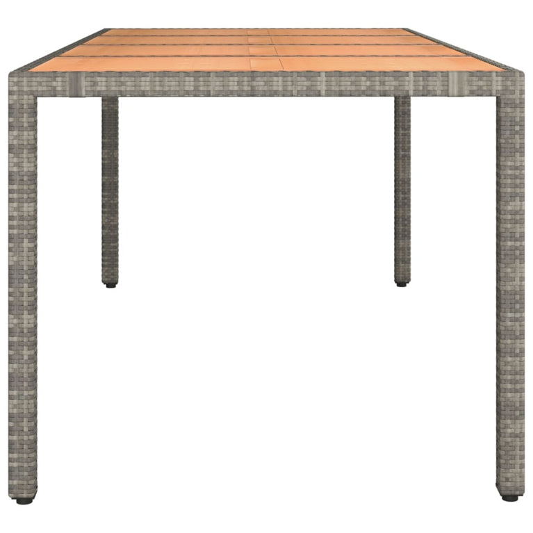Tuintafel met houten blad poly ratten en acaciahout grijs MeubelReus