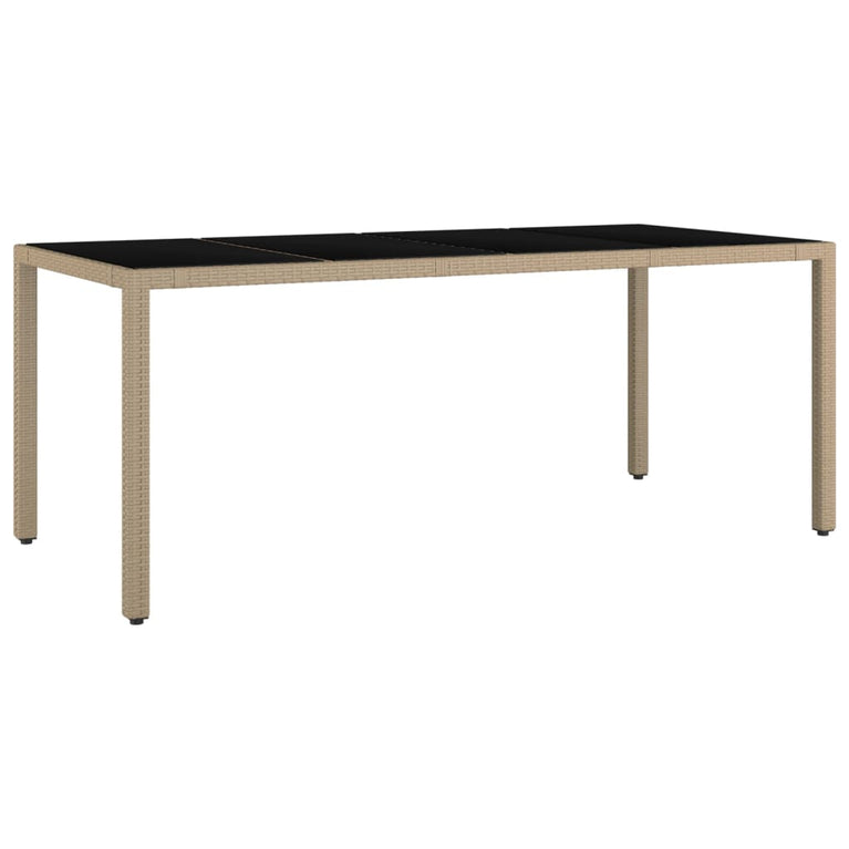 Tuintafel met glazen blad poly rattan en gehard glas beige MeubelReus