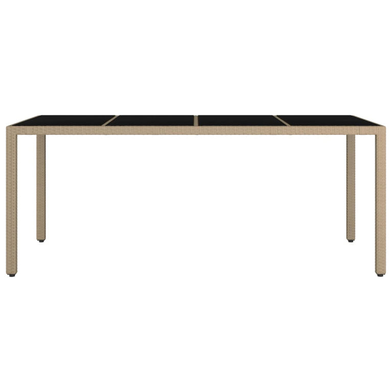 Tuintafel met glazen blad poly rattan en gehard glas beige MeubelReus