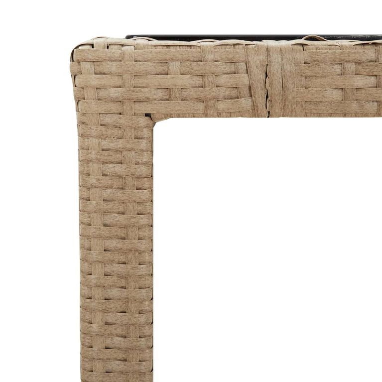 Tuintafel met glazen blad poly rattan en gehard glas beige MeubelReus