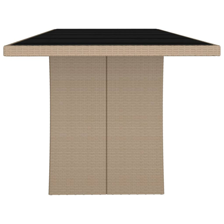 Tuintafel met glazen blad poly rattan en gehard glas beige MeubelReus