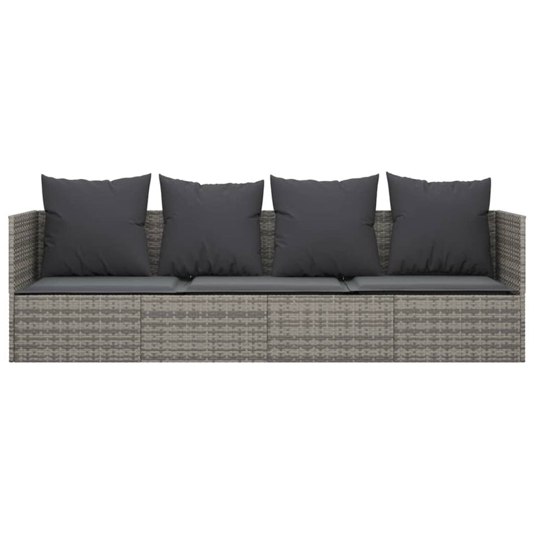 Loungebed met kussens poly rattan grijs MeubelReus