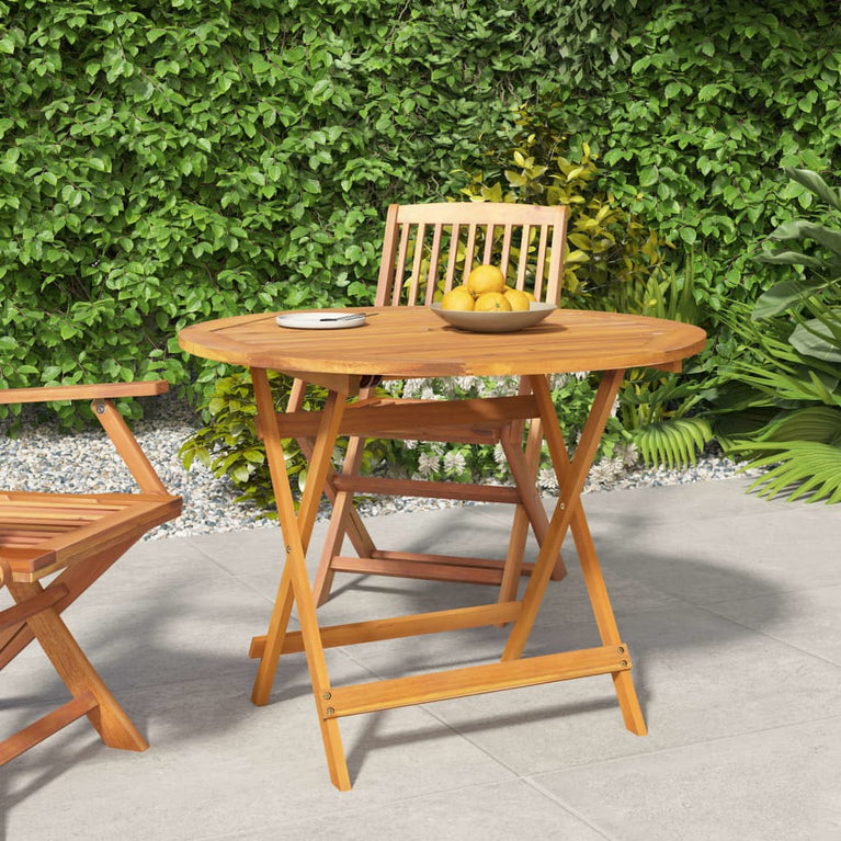 Tuintafel inklapbaar Ø 90x75 cm massief acaciahout