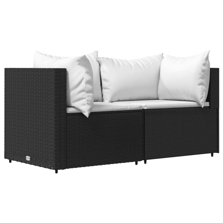 3-delige Loungeset met kussens poly rattan zwart MeubelReus