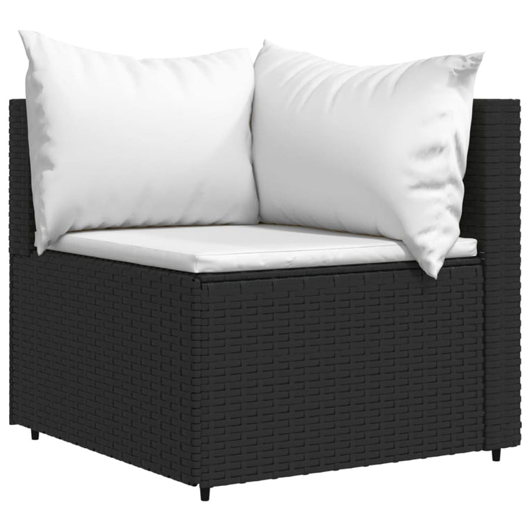 3-delige Loungeset met kussens poly rattan zwart MeubelReus