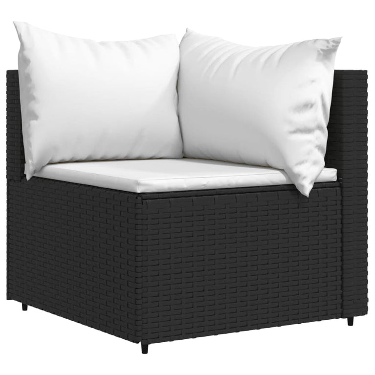 3-delige Loungeset met kussens poly rattan zwart MeubelReus