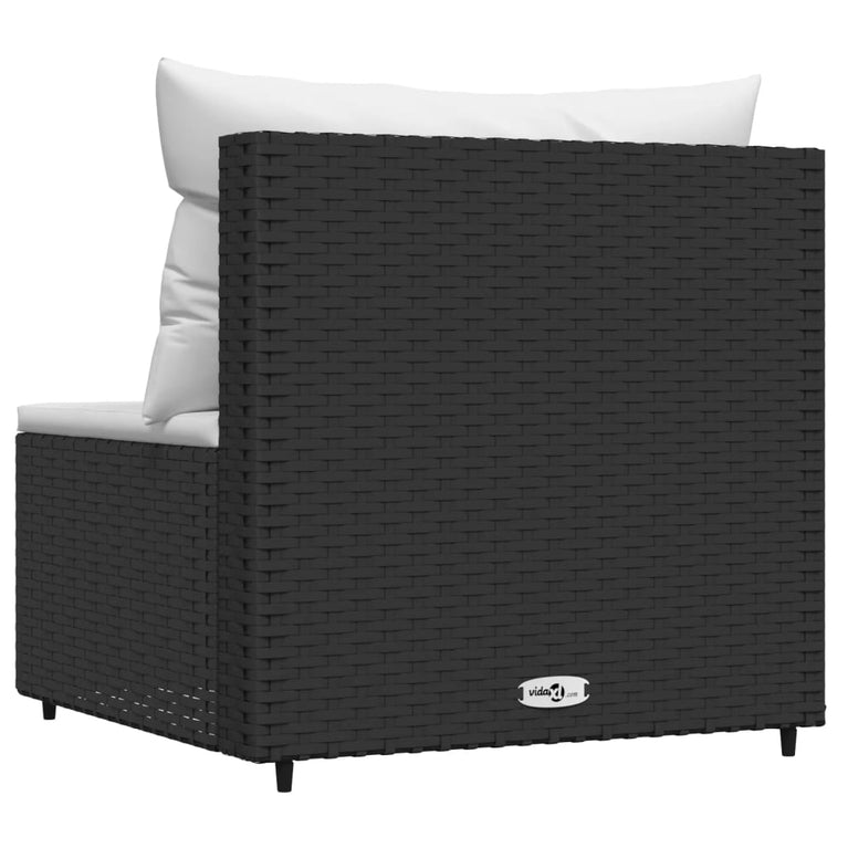 Tuinmiddenbank met kussens poly rattan zwart MeubelReus