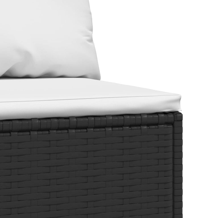 Tuinmiddenbank met kussens poly rattan zwart MeubelReus