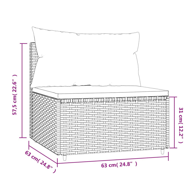 Tuinmiddenbank met kussens poly rattan zwart MeubelReus