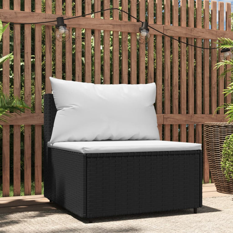 Tuinmiddenbank met kussens poly rattan zwart MeubelReus