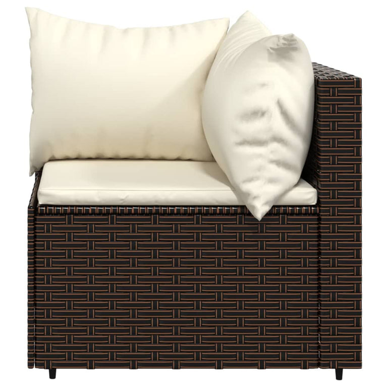3-delige Loungeset met kussens poly rattan bruin MeubelReus
