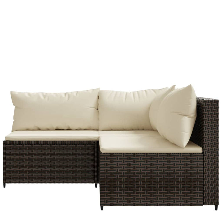 3-delige Loungeset met kussens poly rattan bruin MeubelReus