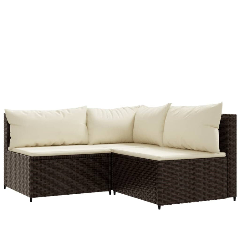4-delige Loungeset met kussens poly rattan bruin MeubelReus