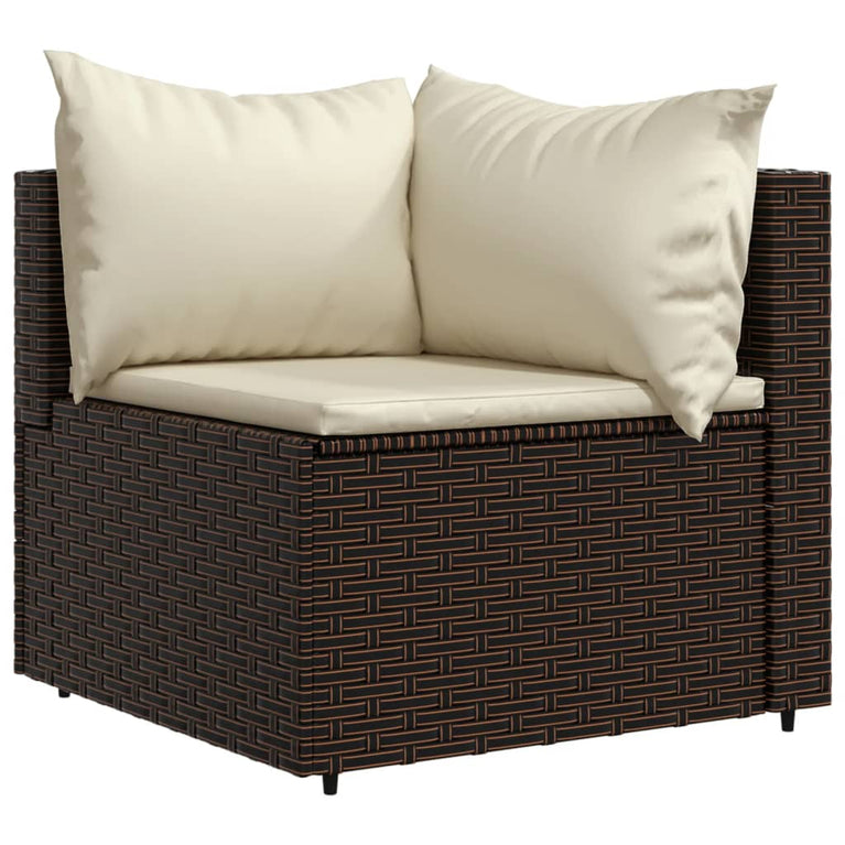 4-delige Loungeset met kussens poly rattan bruin MeubelReus