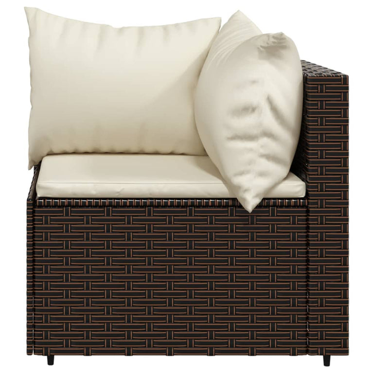 4-delige Loungeset met kussens poly rattan bruin MeubelReus