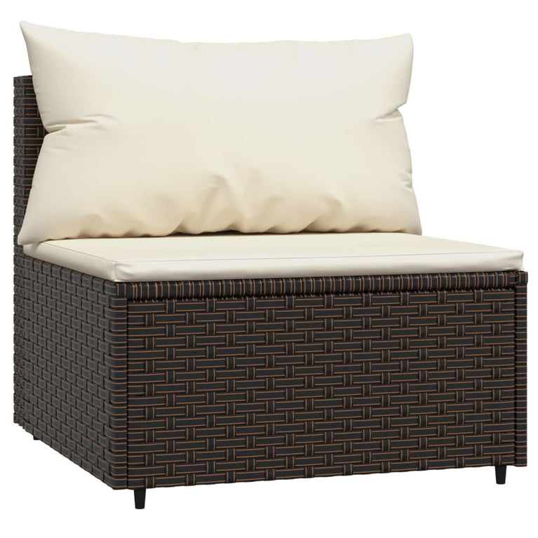 4-delige Loungeset met kussens poly rattan bruin MeubelReus