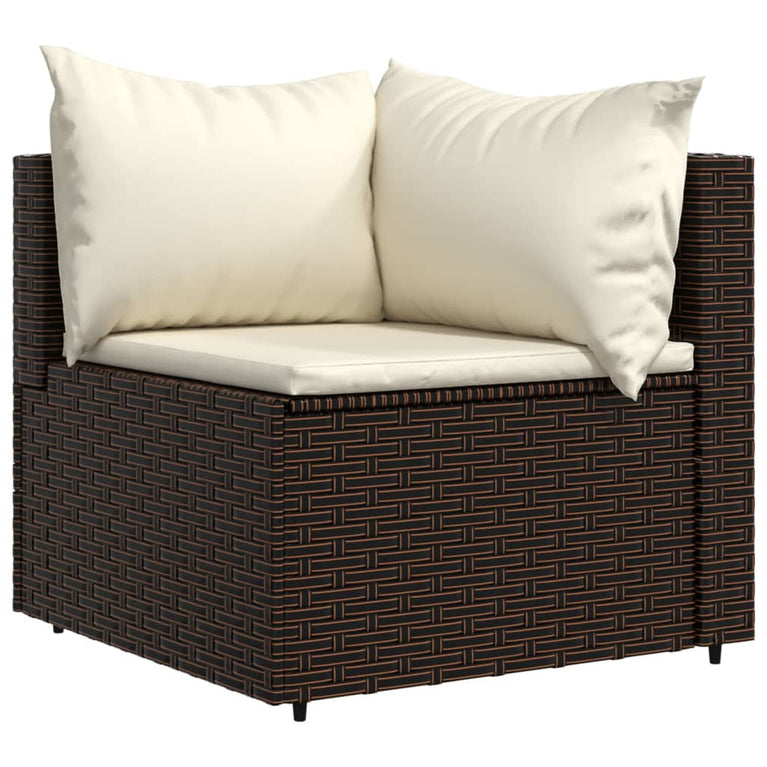 4-delige Loungeset met kussens poly rattan bruin MeubelReus