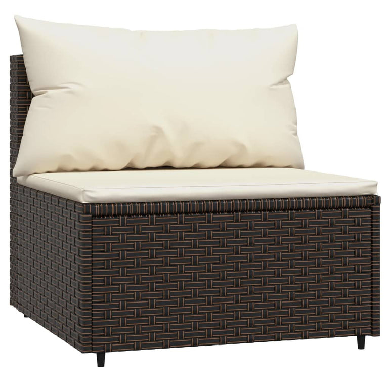 Tuinmiddenbanken met kussens 2 st poly rattan bruin MeubelReus