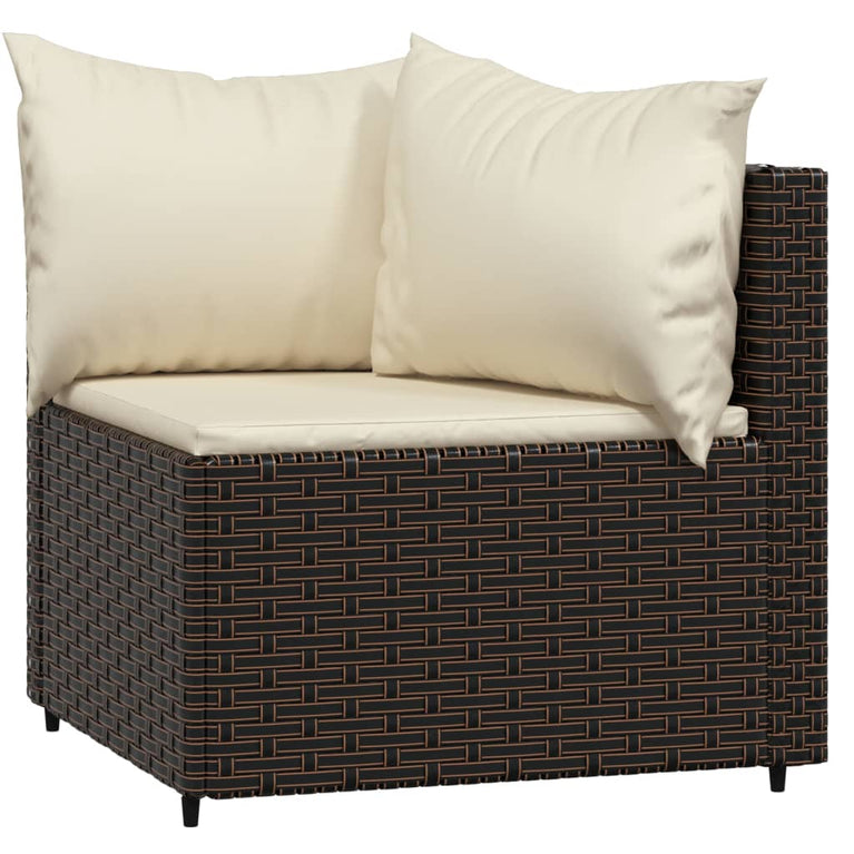 3-delige Loungeset met kussens poly rattan bruin MeubelReus