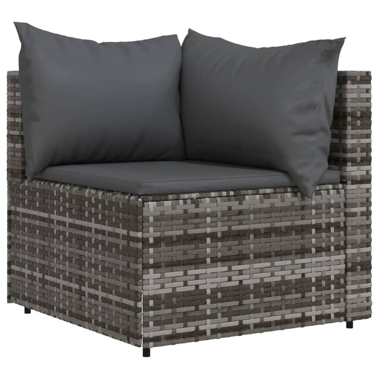 Tuinhoekbank met kussens poly rattan grijs MeubelReus