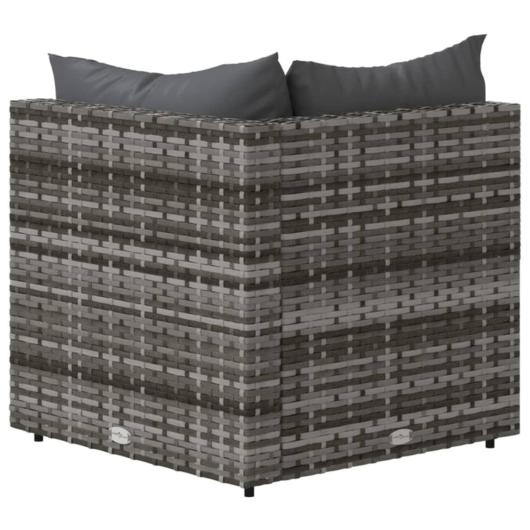 Tuinhoekbank met kussens poly rattan grijs MeubelReus