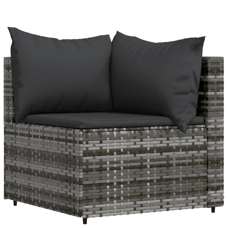 3-delige Loungeset met kussens poly rattan grijs MeubelReus