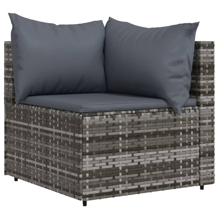 3-delige Loungeset met kussens poly rattan grijs MeubelReus