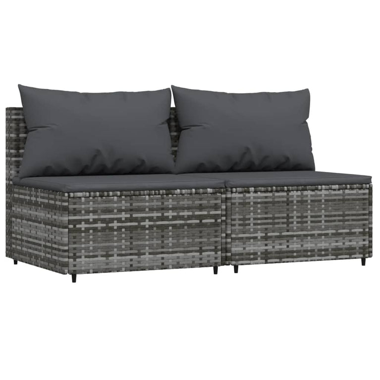 3-delige Loungeset met kussens poly rattan grijs MeubelReus
