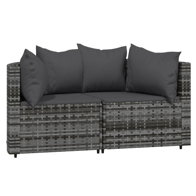 3-delige Loungeset met kussens poly rattan grijs MeubelReus