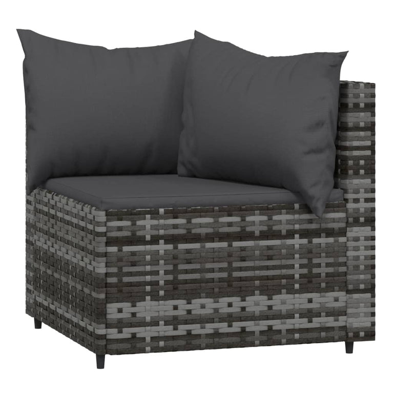 3-delige Loungeset met kussens poly rattan grijs MeubelReus