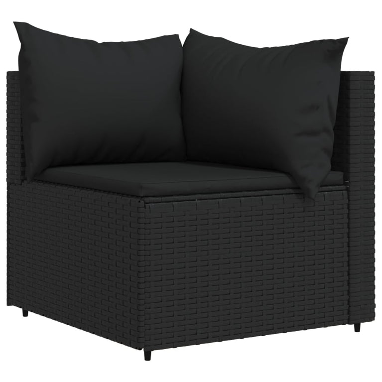 3-delige Loungeset met kussens poly rattan zwart MeubelReus
