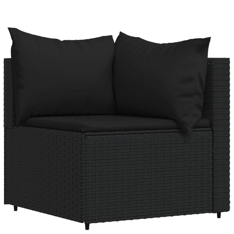 4-delige Loungeset met kussens poly rattan zwart MeubelReus