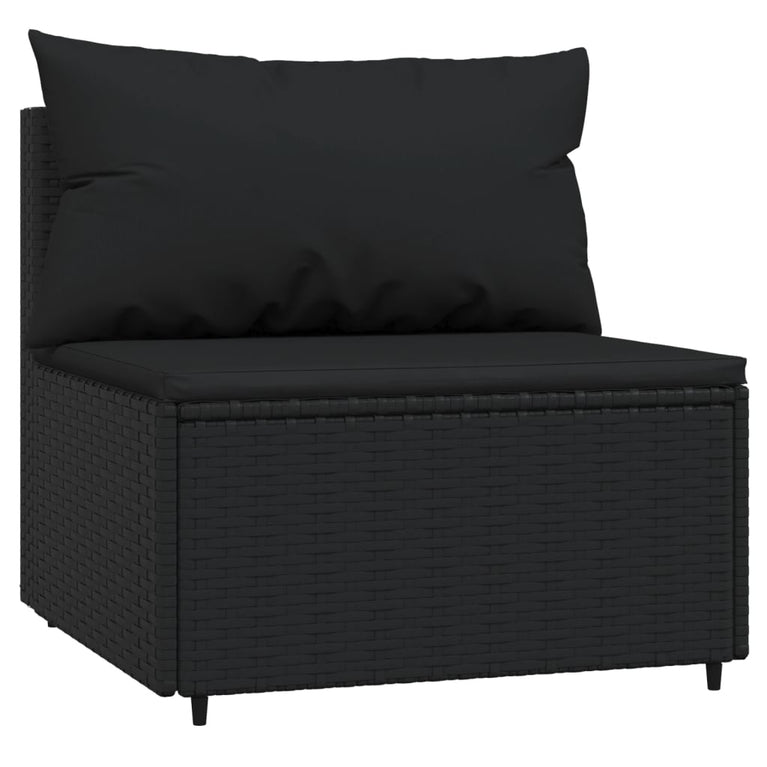 4-delige Loungeset met kussens poly rattan zwart MeubelReus