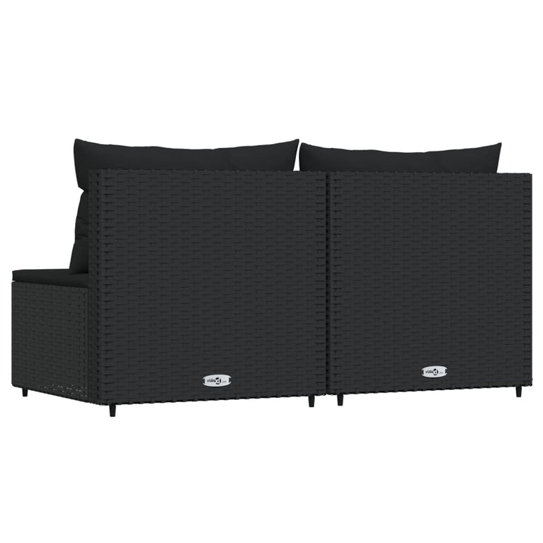 Tuinmiddenbanken met kussens 2 st poly rattan zwart MeubelReus