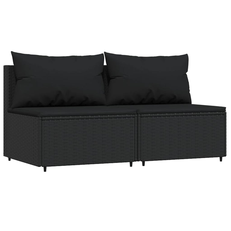 3-delige Loungeset met kussens poly rattan zwart MeubelReus