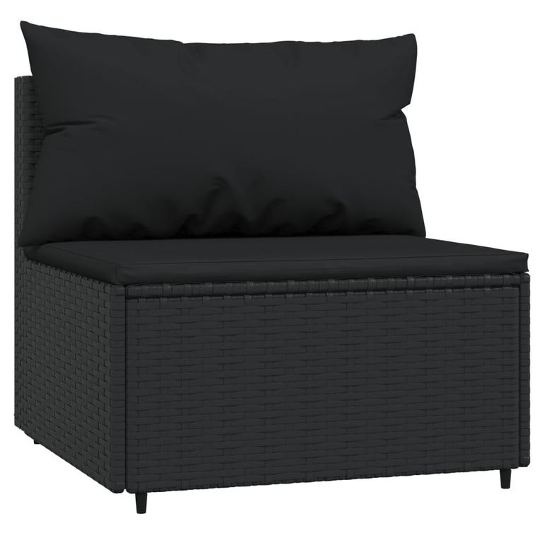3-delige Loungeset met kussens poly rattan zwart MeubelReus