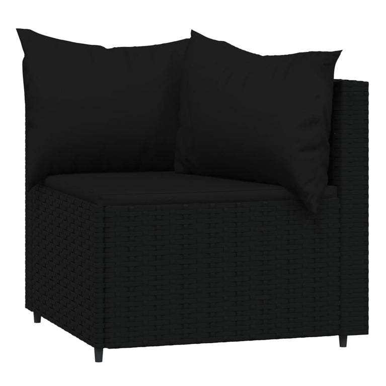 3-delige Loungeset met kussens poly rattan zwart MeubelReus