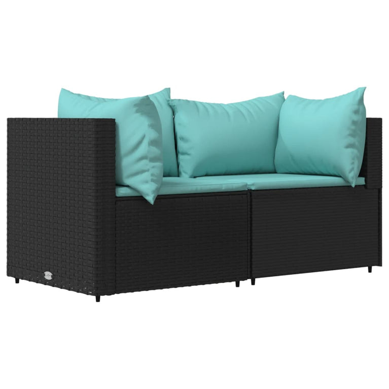 3-delige Loungeset met kussens poly rattan zwart MeubelReus