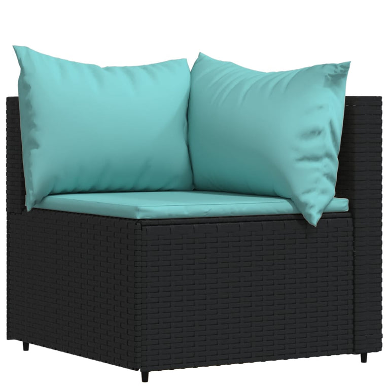 3-delige Loungeset met kussens poly rattan zwart MeubelReus