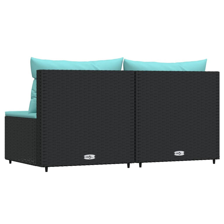 Tuinmiddenbanken met kussens 2 st poly rattan zwart MeubelReus