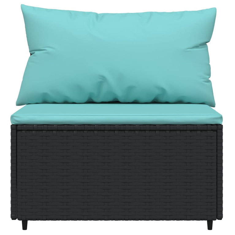 Tuinmiddenbanken met kussens 2 st poly rattan zwart MeubelReus