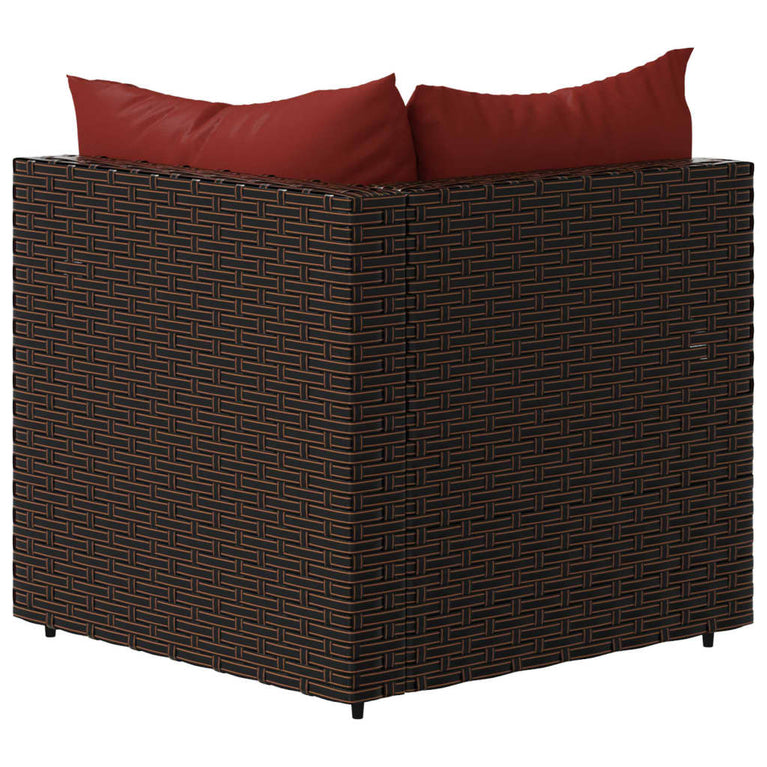 Tuinhoekbanken met kussens 2 st poly rattan bruin MeubelReus
