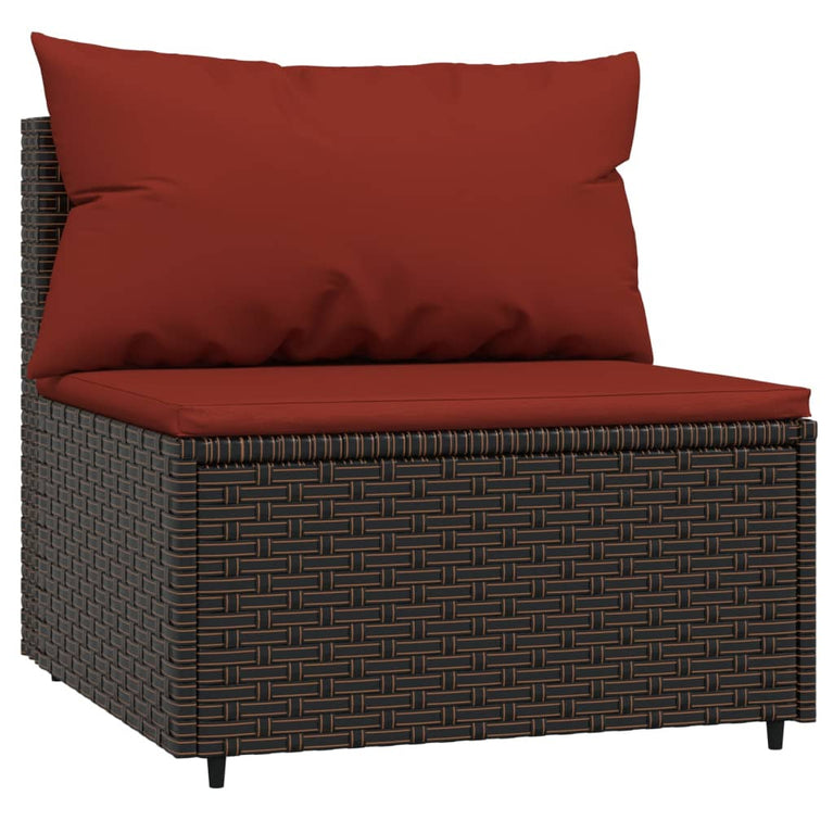 3-delige Loungeset met kussens poly rattan bruin MeubelReus