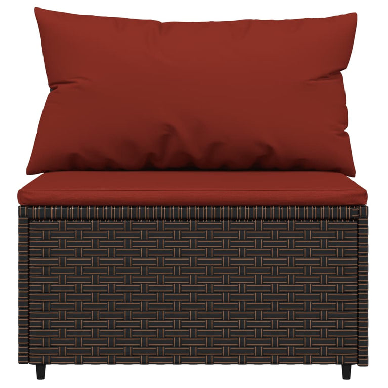 4-delige Loungeset met kussens poly rattan bruin MeubelReus