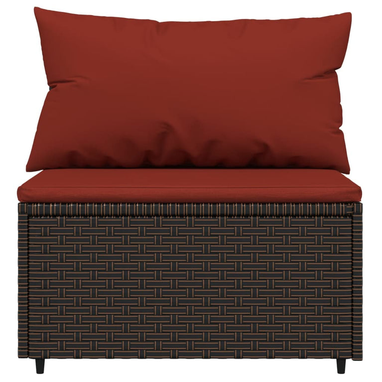4-delige Loungeset met kussens poly rattan bruin MeubelReus