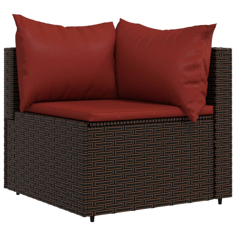 4-delige Loungeset met kussens poly rattan bruin MeubelReus